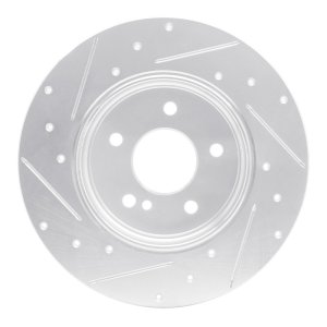 Mercedes-Benz C240 Brake Rotor (1) - Rear Right - R1 Concepts - Drilled & Slotted - Silver - `94-`11